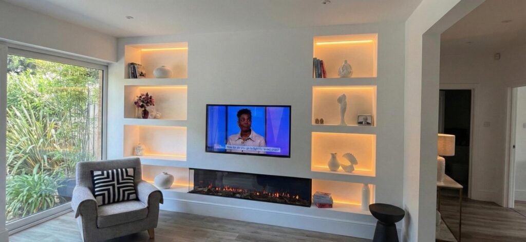 media wall with fire