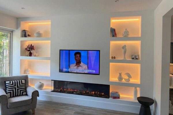 media wall with fire